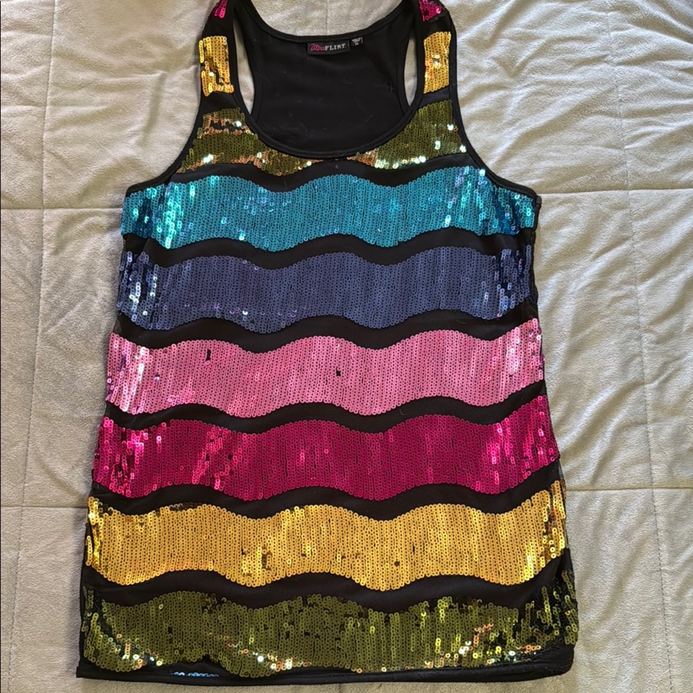 Ultra Flirt Multicolor Sequin Tank Top